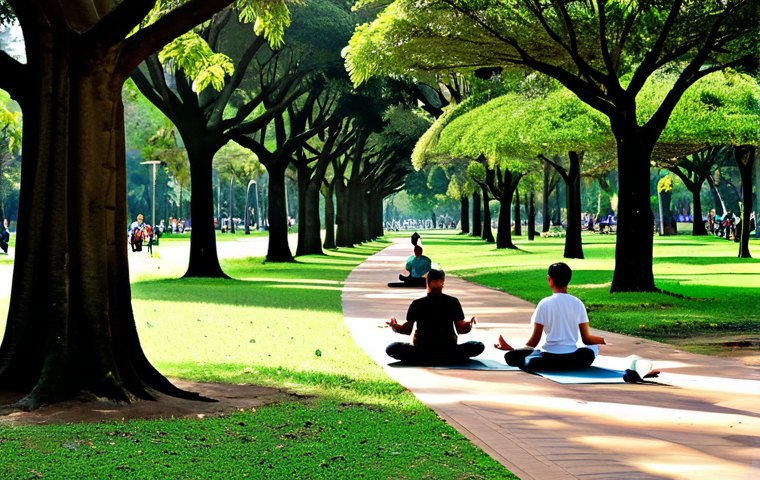 Tranquil Urban Oasis**
"A serene scene in Ibirapuera Park, São Paulo, Brazil. People are leisurely walking along tree-lined paths, some practicing yoga, others reading books under the shade of large trees. Fully clothed individuals are engaging in family-friendly activities. The background features lush greenery and a peaceful atmosphere. Safe for work, appropriate content, professional quality, perfect anatomy, natural proportions, fully clothed, modest clothing, professional photography, high resolution."
**