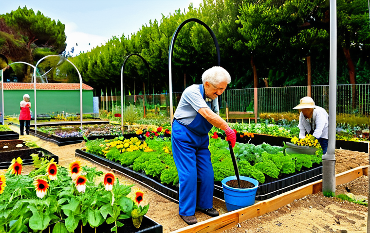 정체성 강화를 위한 커뮤니티 조사 - Intergenerational Community Garden**
"A vibrant community garden in Lisbon, Portugal. Senior citize...