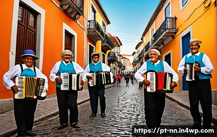역사와 지역 정체성의 관계 - **Prompt: "A vibrant scene of a traditional Portuguese community celebrating a local festival, perha...